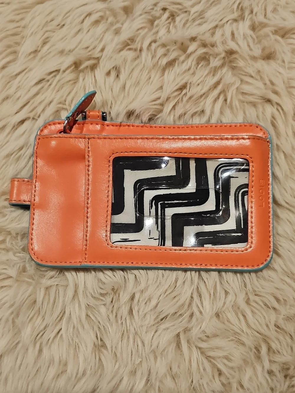 Lodis Salmon & Teal Card Holder Zip Wallet